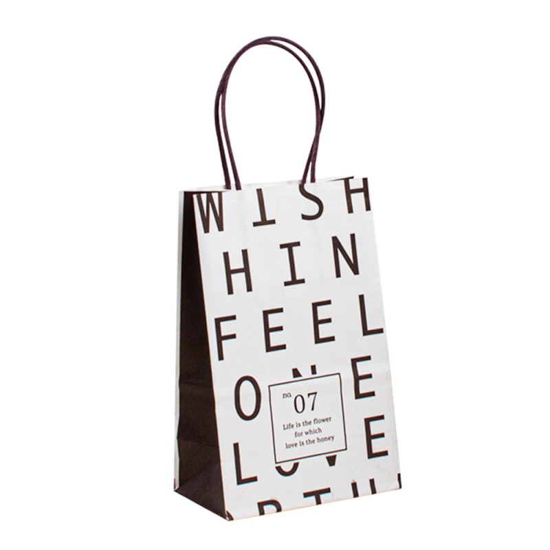 Genanvendelig brun brugerdefineret papir madpose shopping håndtag hvid kraft papir taske