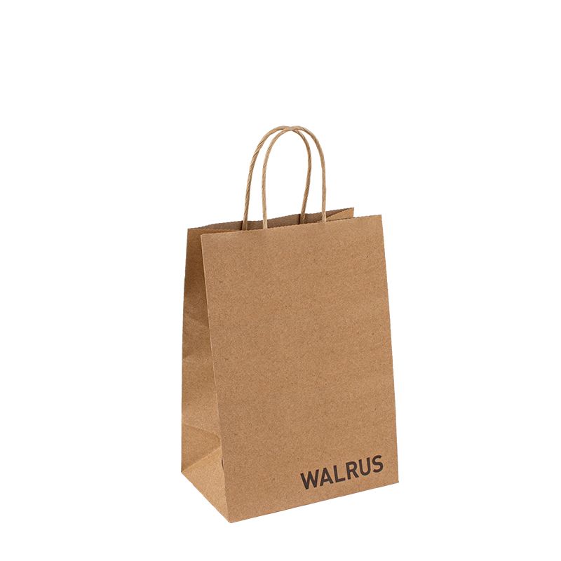 Genanvendelig kraftpapirpose med eget logo brugerdefineret indkøbspapirpose til mad med håndtag Take Away Bag