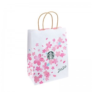 Miljøvenlig genanvendt sort hvid mad takeaway emballage håndværk papir taske butik gave shopping brun kraft papir taske med håndtag