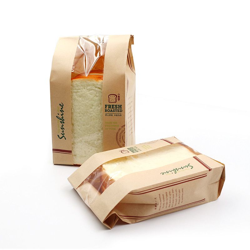 Toast papirpose Bæredygtig Kraft Bageri Tasker med vindue