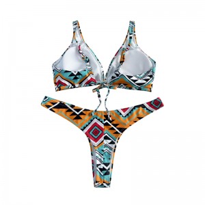 Blomster etnisk stil bue bue bred rem todelt badedragt