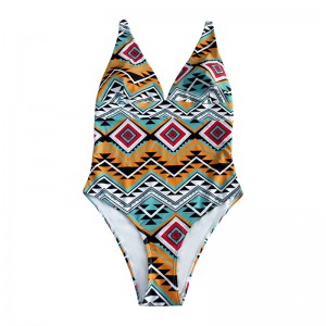 Blomster National Style Wide Strap i ét stykke badedragt temperament