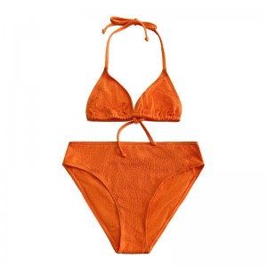 Orange Ruffle Fabric Halter, Tripod Cup, tre-delt badedragt