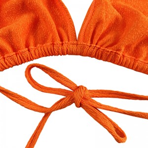 Orange Ruffle Fabric Halter, Tripod Cup, tre-delt badedragt