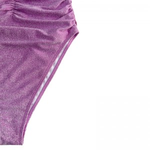 Lilla sølv stroppeløs stroppeløs stroppeløs plisseret badedragt i ét stykke