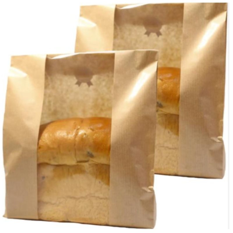 Brugerdefineret udskrivning Kraftpapirbrødpose med vinduesforseglingsklistermærke Pakning Brødpose Madpakning Opbevaring
