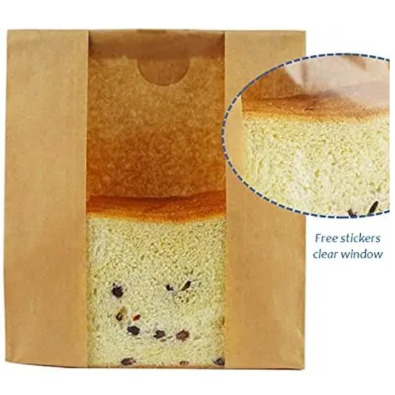 Brugerdefineret udskrivning Kraftpapirbrødpose med vinduesforseglingsklistermærke Pakning Brødpose Madpakning Opbevaring