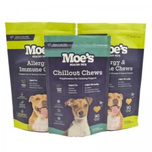 Brugerdefineret designemballage lynlås pose plastikposer logo kæledyr snack hunde godbid taske mad mad taske pakke