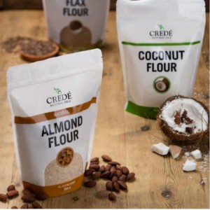 Brugerdefineret trykt mademballagepose Ziplock Kraft Paper Stand Up Pouch med lynlås og vindue