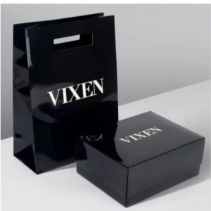 Art Paper Die Cut Kraft Paper Bag Christmas Flap Die Cut Handle Gift Bag Black Bionedbroadble Boutique Shopping Paper Bag