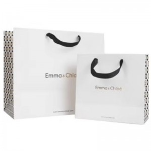 Trykt luksus Lille genanvendte indkøbsposer Gavepapirposer med forretningsnavn til smykkeemballage med håndtag