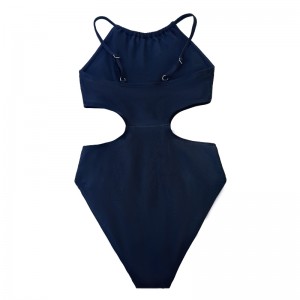 Solid farve hul talje sexet slank-pasform ruffle komfortable badedragt i ét stykke