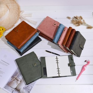 Læderdagbog Genopfyldelignotebook Spiral Journal Binder Portefølje- A5&A6