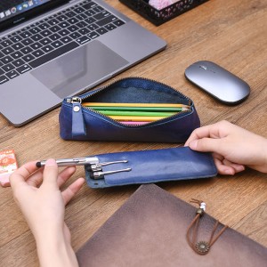 Ægte læderpen kasse, blyantmarkører Holder, Fountain Pen -tegninger Pose