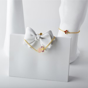 Ny 4 Fersken Blossoms Hul   A White Shell Fersken Blossom Tilbehør Armbånd