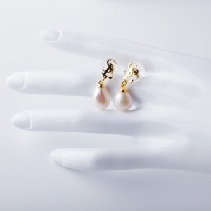 2x14mm med Pearl Gold forgyldte stud øreringe 6.4*7,2 mm