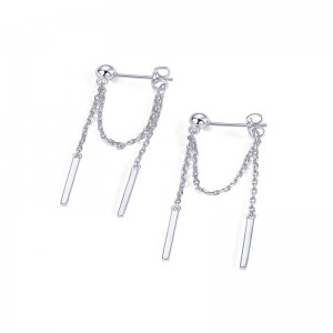 Hongde 18K forgyldt 925 sterlingsølv dinglende kædenitter Cubic Zirconia kugletråder Øreringe