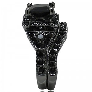 Hongde Black Onyx Princess Cut Anniversary Wedding Bridal Ring Diamond til kvinde til mand