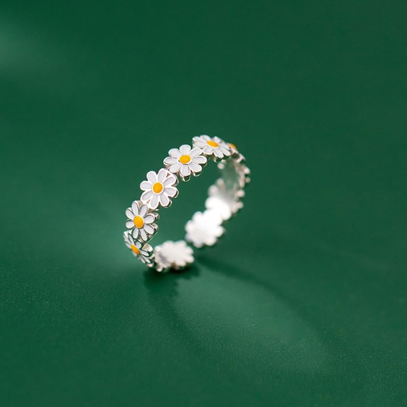 Hongde Dejlige Daisy Flower Rings Justerbar åben ring daisy glæde ring til kvinde til mand