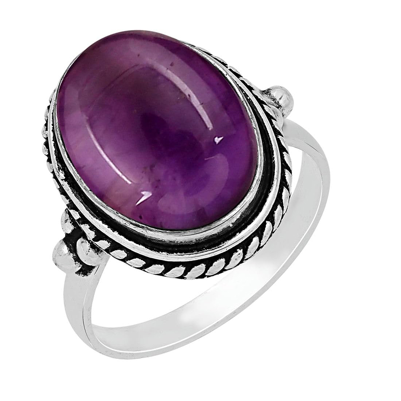 Hongde Mystic Ametyst Sterling Ring 925 Sterling Sølvbelagt Håndlavede Statement Ringe Til Kvinder Southwest Bohemian Birthstone Ring smykker