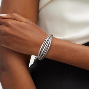 Hongde Classic simpel multi-lag sølv-forgyldt åbent armbånd