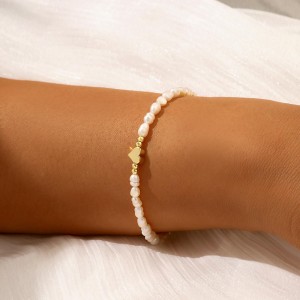 Hongde 14K guld-Belagt Pearl Heart Armbånd Pearls of the Heart armbånd