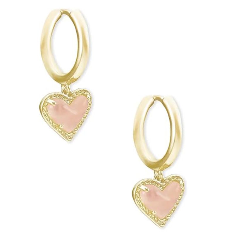 Blush Heart Charm Hoop Øreringe Heart Huggie øreringe til kvinder, mode smykker