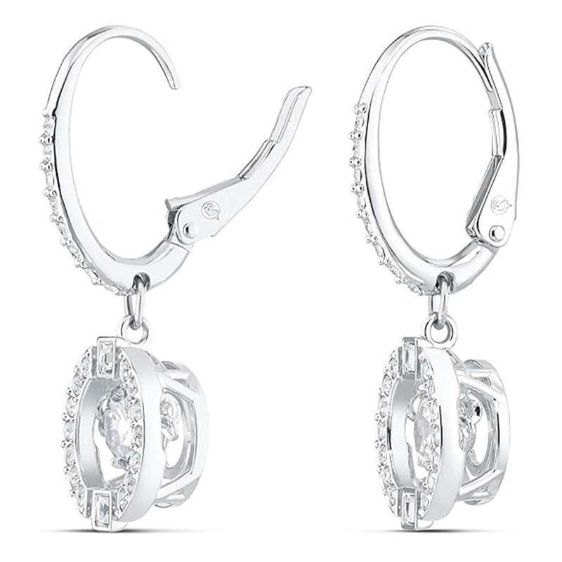 Crystal Dance Silver Hoop Øreringe SWAROVSKI Sparkling Dance Halskæde og øreringe Smykkekollektion, Rhodium Finish, Blå Krystaller, Klare Krystaller