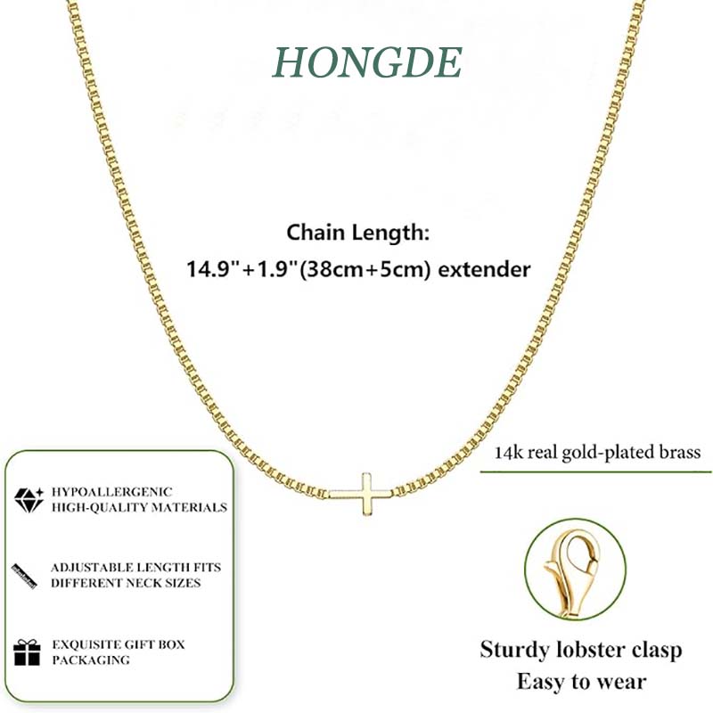 Kors halskæde til kvinder 14K ægte guld Sølvbelagt lækker lille kors vedhæng Choker Enkel Trendy Sød Cross Charm Chain halskæde Trosmykker Religiøs Minimalistisk gave