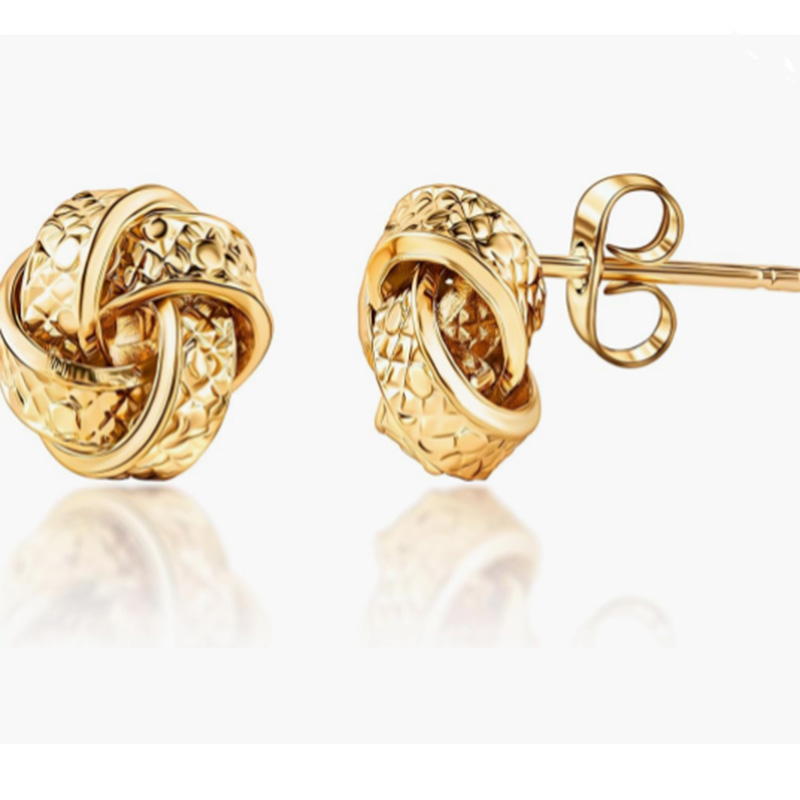 Luksus 18k guld sammenvævet knude øreringe - klassisk & Elegant tekstureret design til tidløs sofistikering