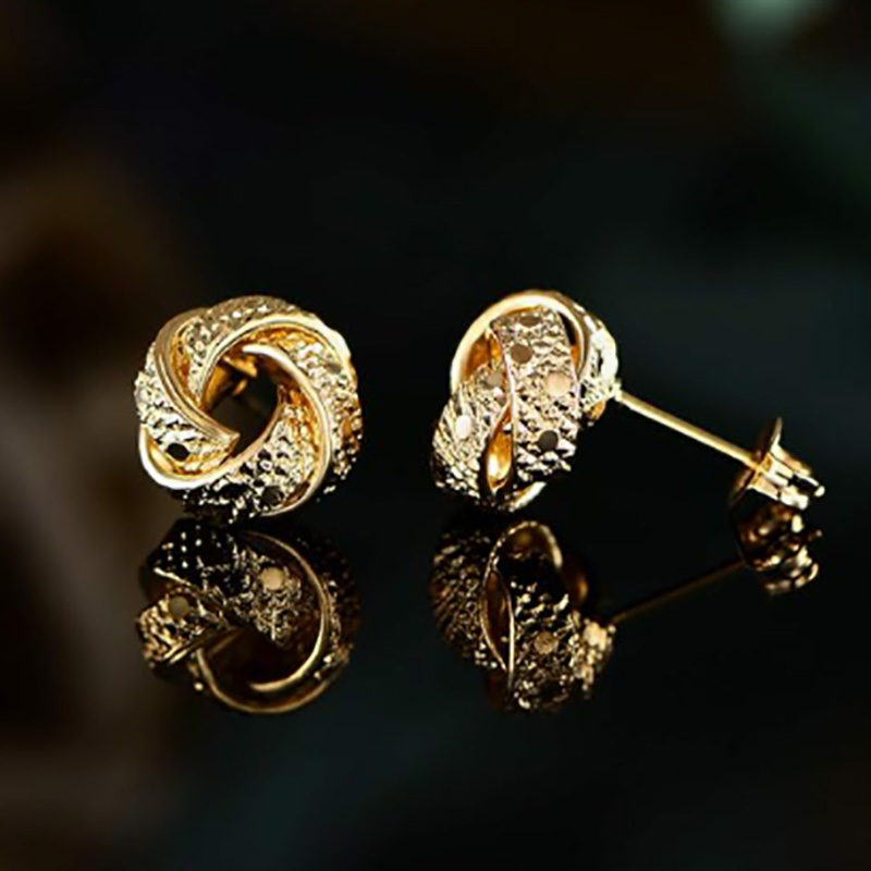 Luksus 18k guld sammenvævet knude øreringe - klassisk & Elegant tekstureret design til tidløs sofistikering