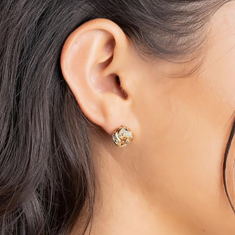 Luksus 18k guld sammenvævet knude øreringe - klassisk & Elegant tekstureret design til tidløs sofistikering