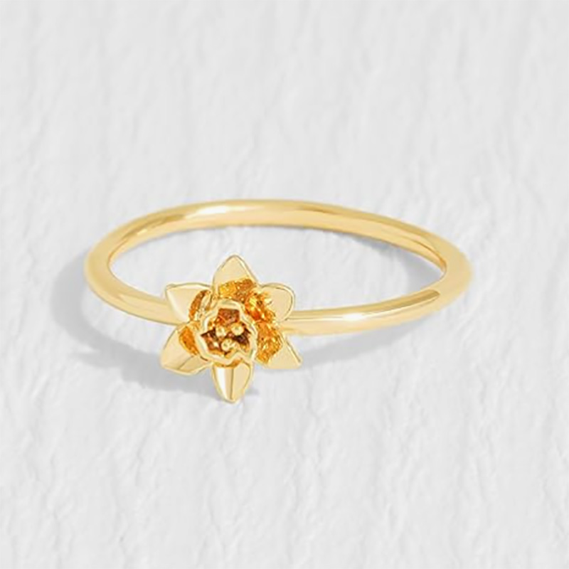 Udsøgt 18K guld-Plettet 925 Sterling Silver Floral Ring med delikat blomstrende blomsterdesign - Elegant og letvægtsnatur-Inspirerede smykker til kvinder