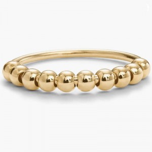 Minimalistisk 18k guld-Plettet beaded stablingring - elegant & Alsidigt hverdagsbånd til lagdeling eller solo slid