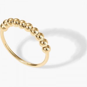 Minimalistisk 18k guld-Plettet beaded stablingring - elegant & Alsidigt hverdagsbånd til lagdeling eller solo slid