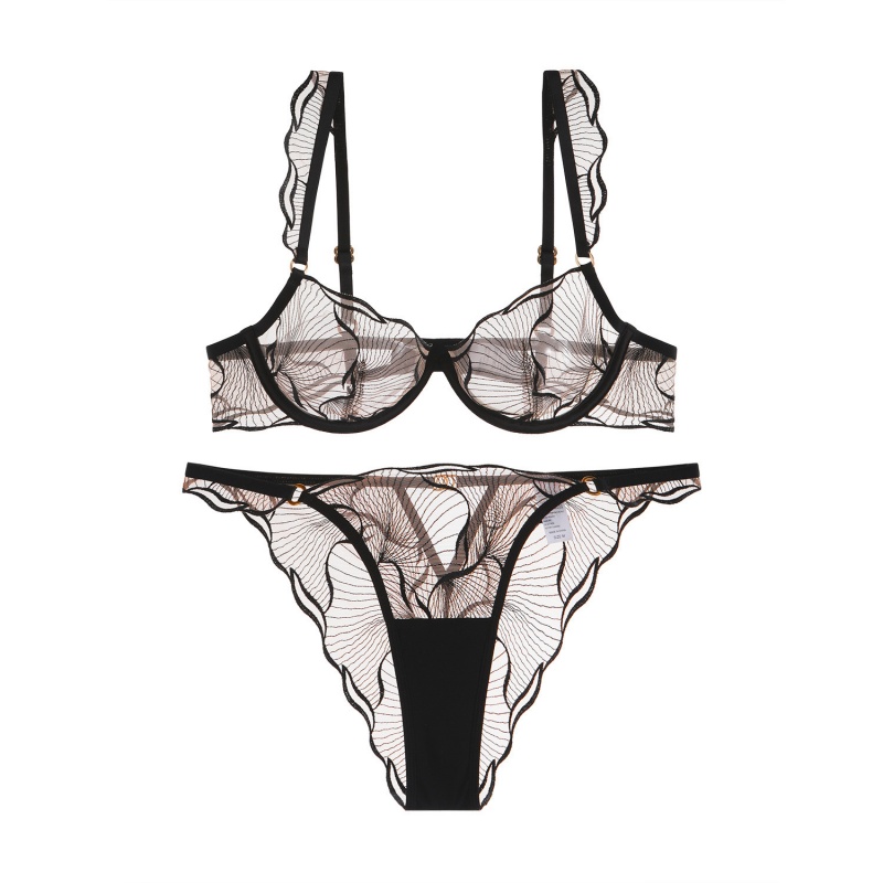 Ny - Stil fransk lingeri. Sexet, ultra - Tynd, uskyldig - Ser med broderi og blonder. Bh'er til store bryster, der giver en minimeringseffekt, plus - størrelse lingeri sætter W7228Price:$129.99