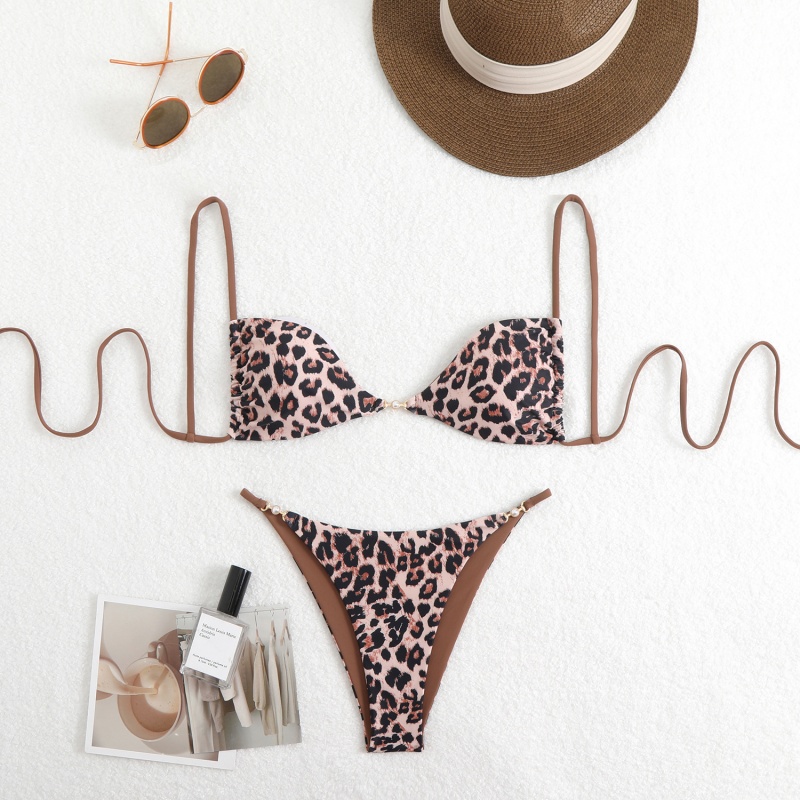 Sexet leopard print grime bikini badedragt til kvinder, der udstråler en følelse af luksus. Velegnet til stranden og varme kilder. Et kors-Border badedragt vare QT25055 Pris:$79.99