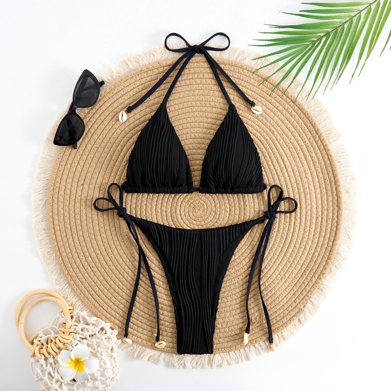 2025 europæisk og amerikansk udenrigshandel solid-Farve snøres to-stykke sexet bikini til kvinder, tre-Stykke badedragt til hot piger 8940 Pris:$79.99