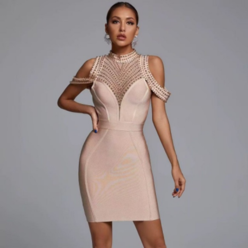 Sommerstrik bandage spaghetti striber, borestykke stroppeløs bodycon kjoler kjoler