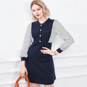 Tidligt efterår lille omvendt krave strik halv cardigan