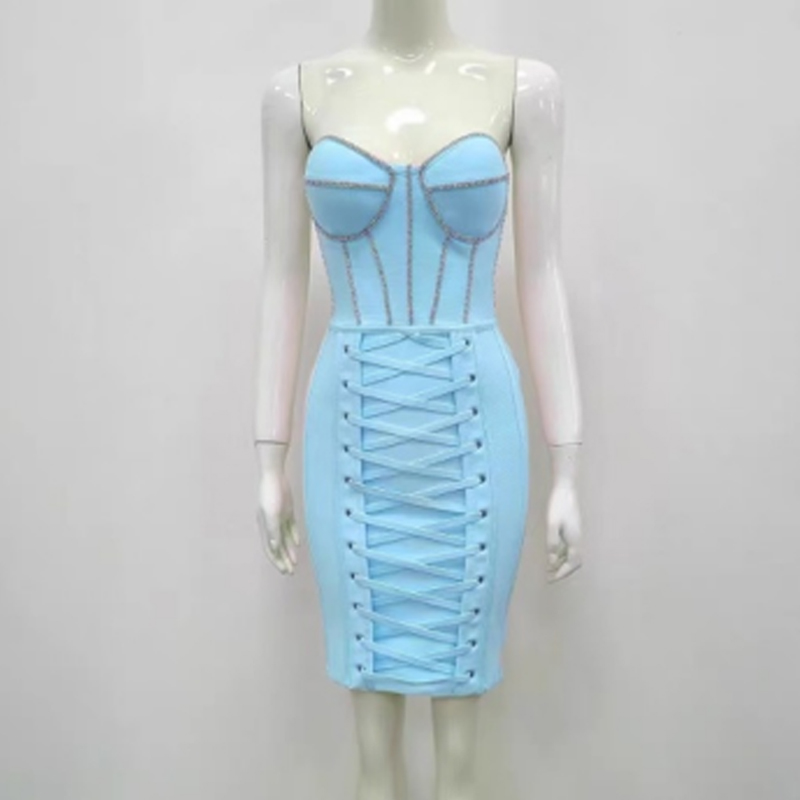 Drill Hip Wrap Bandage Dress