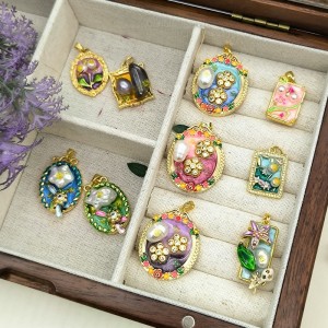 Vintage Oil Maleri vedhæng