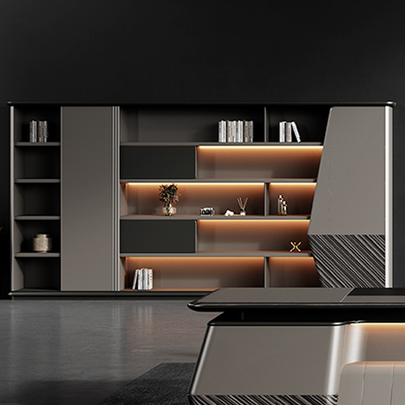 Model DBT006 Luksuspanel-style Manager Single Executive Desk, formand\'s stort kontorbord med stolesæt, Boss skrivebord