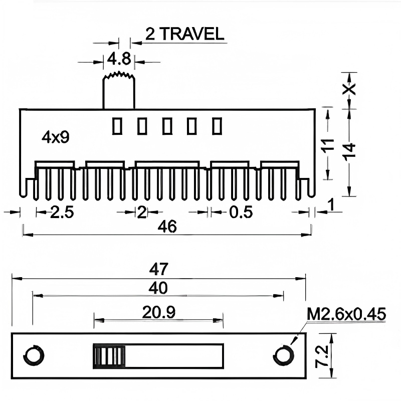 Skydekontakt SS-49D01 Lodret-Monteret 9-Position dobbelt-Pole Dobbelt-Row Miniature Power Switch til legetøj